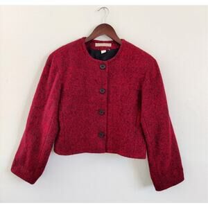 Vintage Perry Ellis Porfolio 100% Wool Cropped Coat Size 14 Holidays Jacket